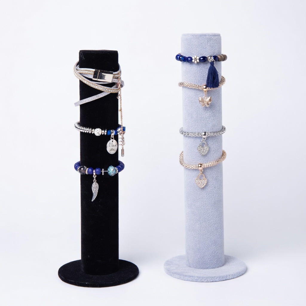 Velvet Cylindrical Bracelet Display Stand - Jewelry Tower Holder