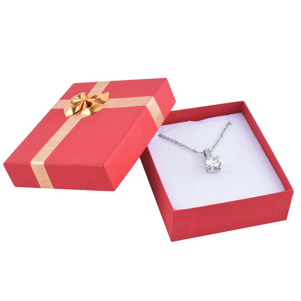 24 PCS Red Pendant Earring Boxes with Shiny Silver Bow Tie