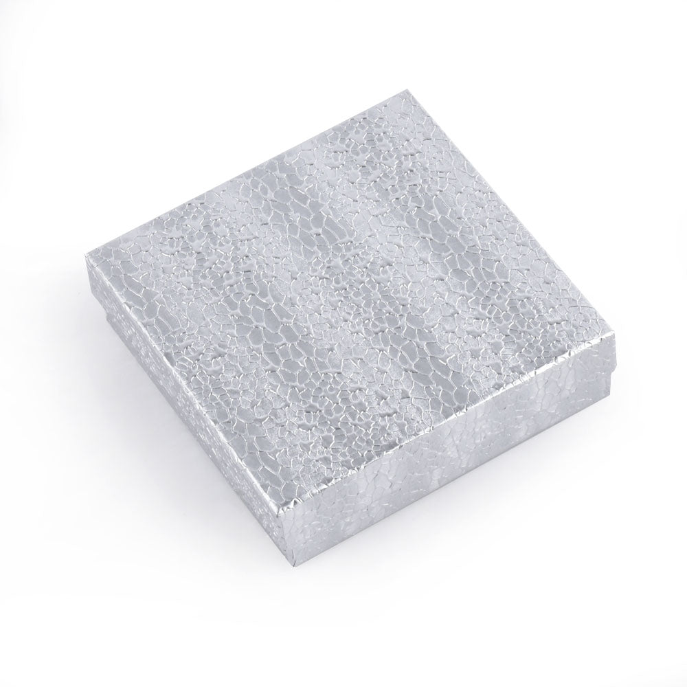 100PCS BX2833S Silver Cotton Filled Boxes, Size:3 1/2*3 1/2*1 inch