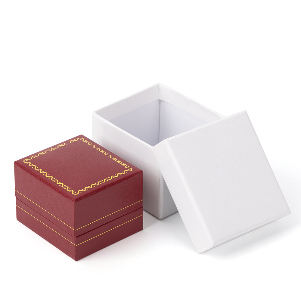 24PCS Red Leatherette Ring Box With Gold Trim