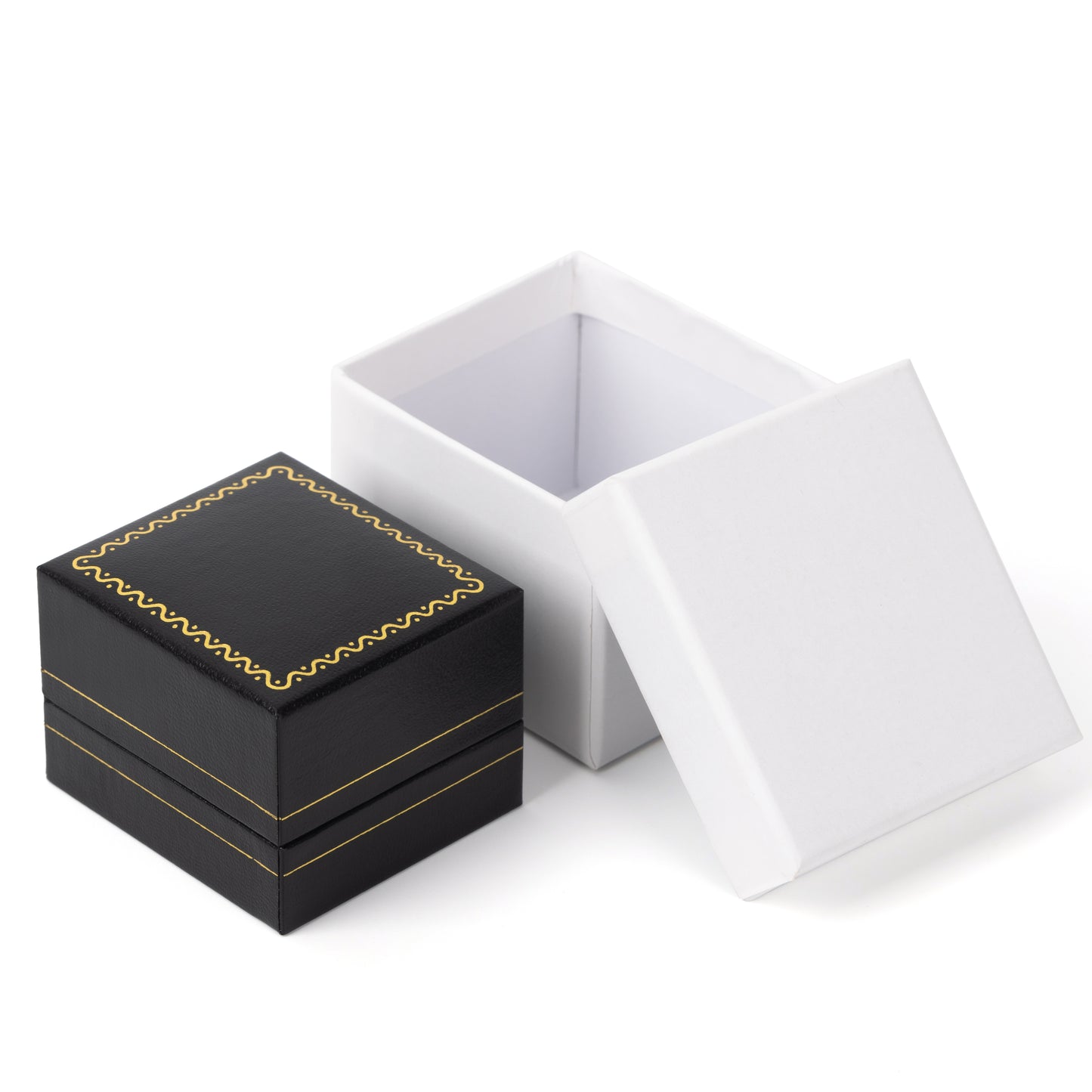 24PCS Black Clip Ring Box With Gold Trim
