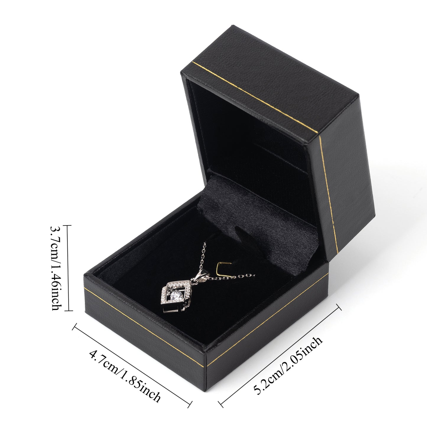 24PCS (LP1-BK) Black Pendant Box With Gold Trim For Man Women Wedding