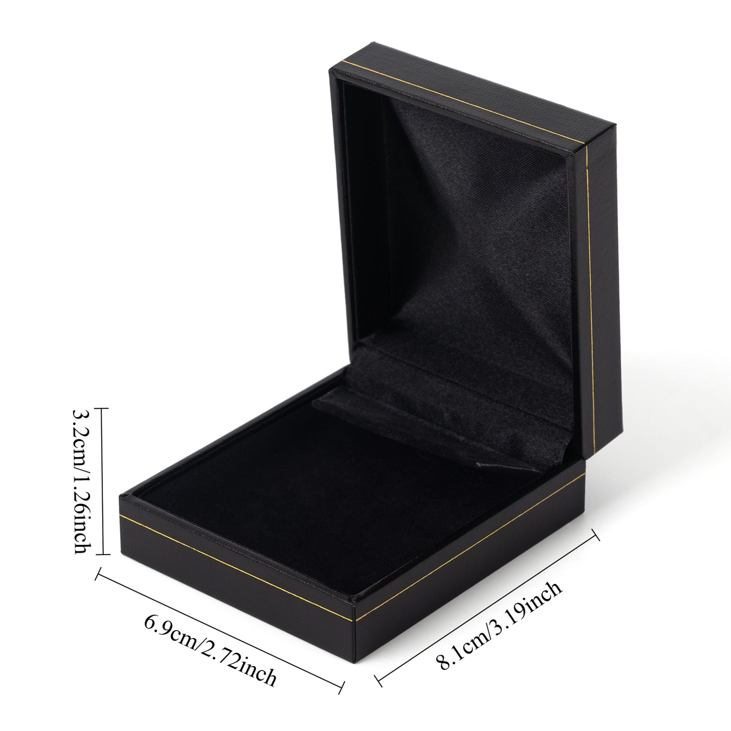 12PCS (LE6-BK) Black Earring Box With Gold Trim