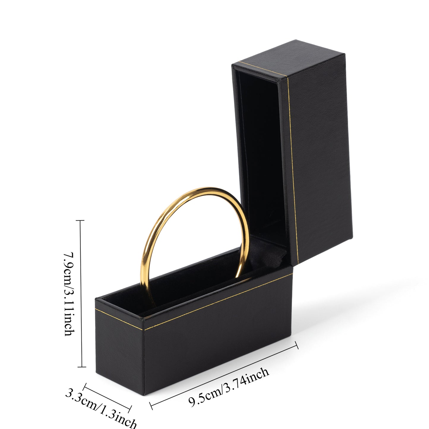 12PCS (LW4-BK) Black Bangle Box With Gold Trim
