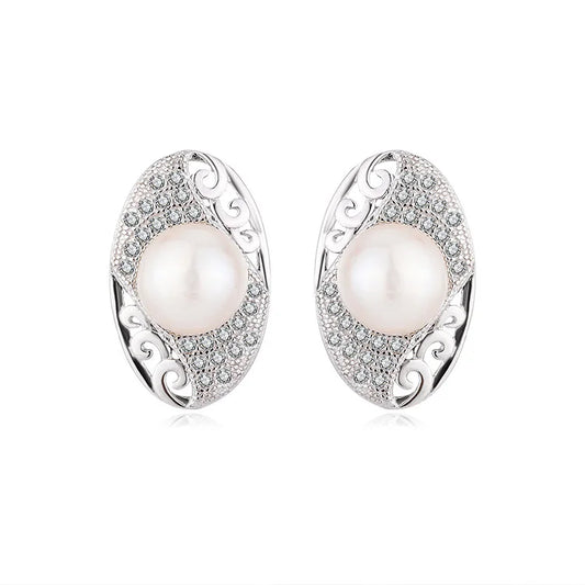 High quality high end 925 sterling silver earrings stud necklace pearl pendant ring set for woman jewelry