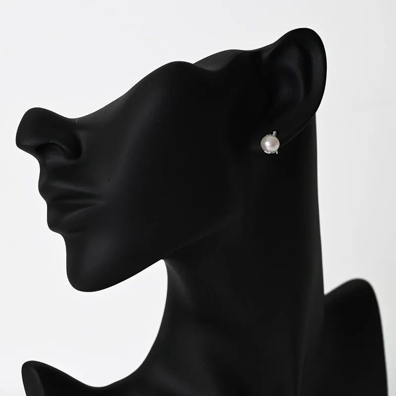 Fashion trending 925 sterling silver jewelry freshwater pearl simple stud women earrings with zircons