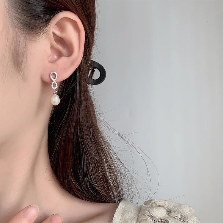 NewIn 2024 trendy plated gold fine jewelry freshwater pearl 925 silver zirconia earrings for women