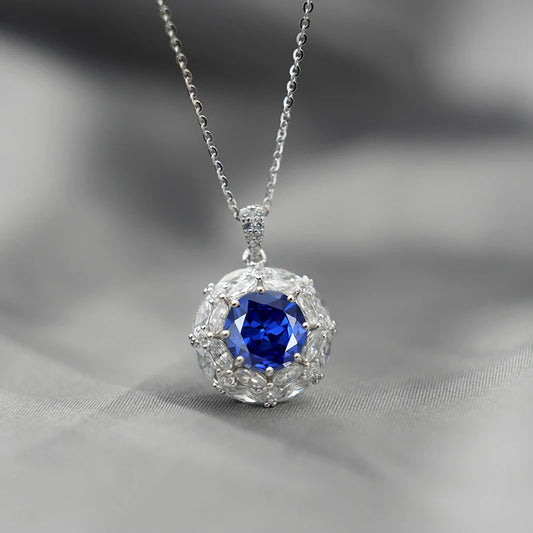 Jeweller Buy Fashionable 925 Sterling Silver Necklace Trendy 3CT Moissanite Diamond Blue Green Pendant Link