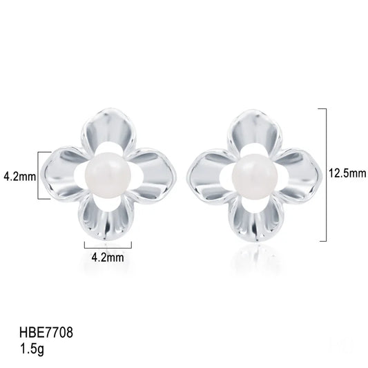 High Finish Lady 925 silver pearl flower earrings Personalized Fine Jewelry Suitable Accessory For Young Women