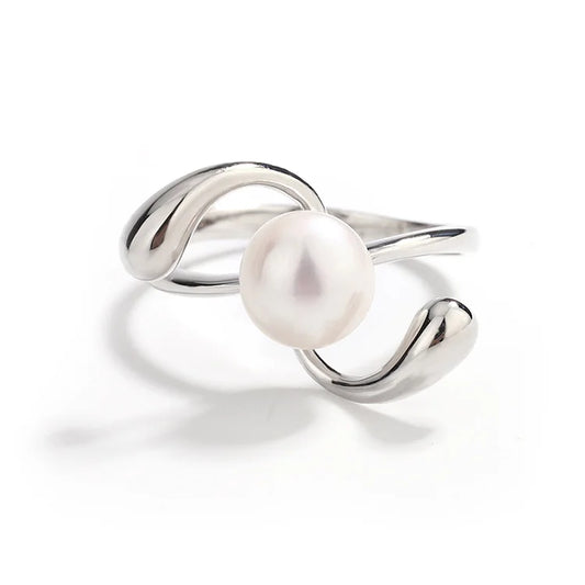 Custom 925 sterling silver unique minimalist ring with single pearl