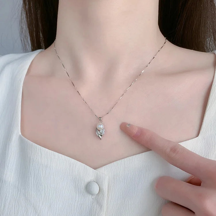 Custom logo fine fashion jewellery modern diamond 925 sterling silver freshwater pearl necklace pendants for pearl setting