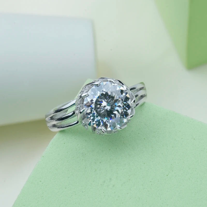Jeweller Buy Luxury 3 Carat Round Brilliant Cut Diamond Moissanite 925 Sterling Silver Ring