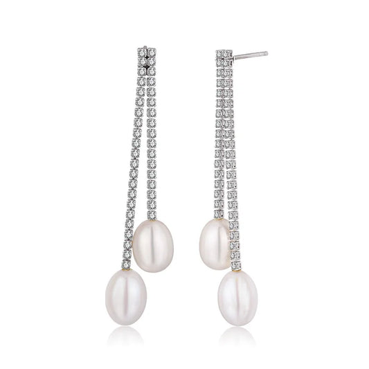 Wholesale trendy vintage minimalist accessories jewelry moissanite silver fresh water pearl studs earrings