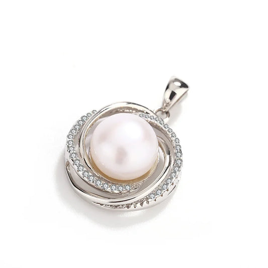 Custom fashion fine sterling silver 925 jewellery pearl round charm pendant necklace for women wholesale