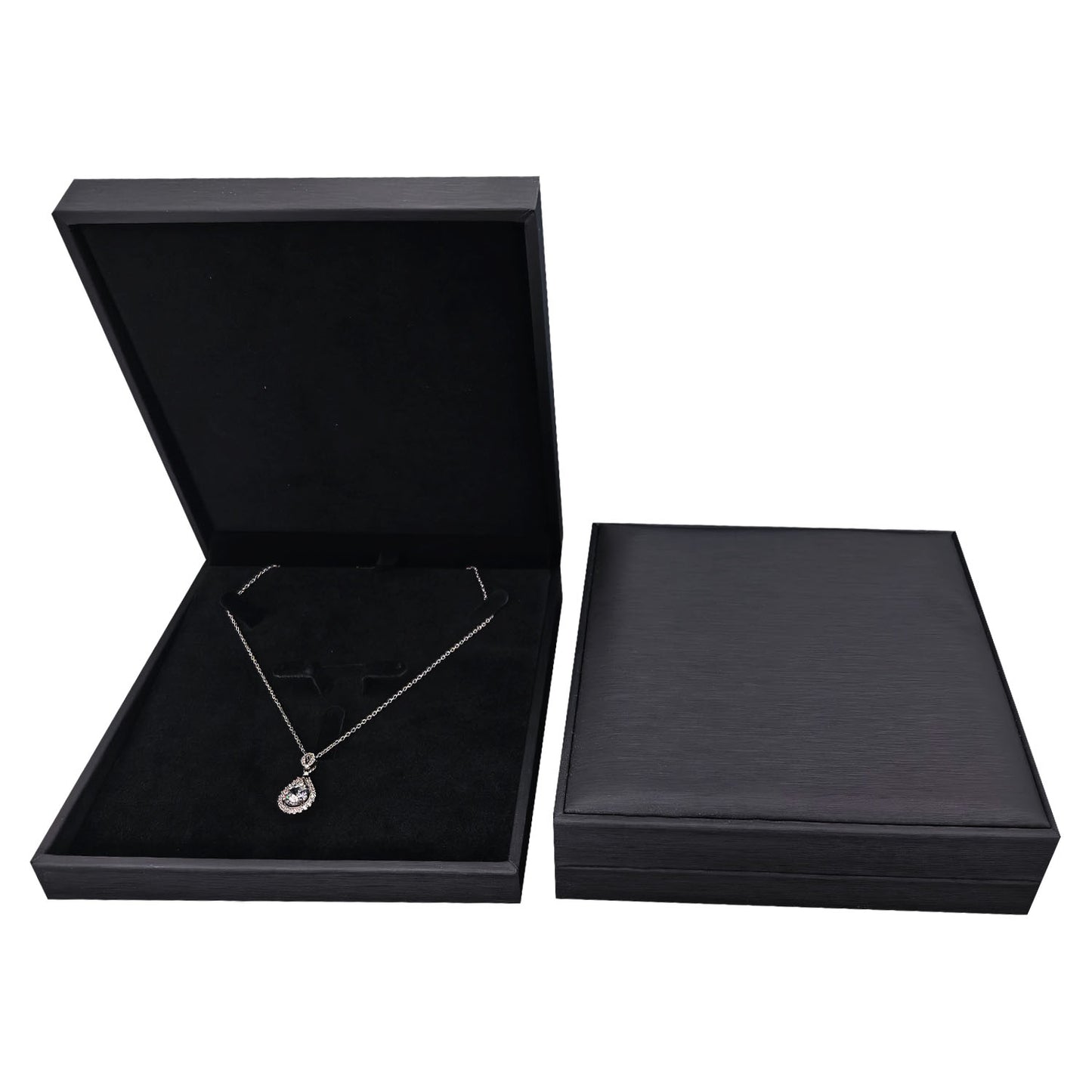 3Pcs (P06N1-BK) 6 2/7"*6 2/7“*1 4/7” Black PU Necklace Boxes