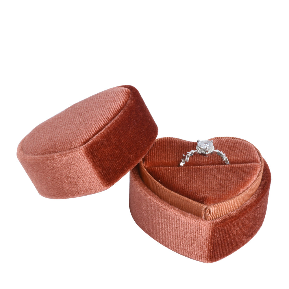 Brown Fashion Heart-shaped Velvet Boxes
