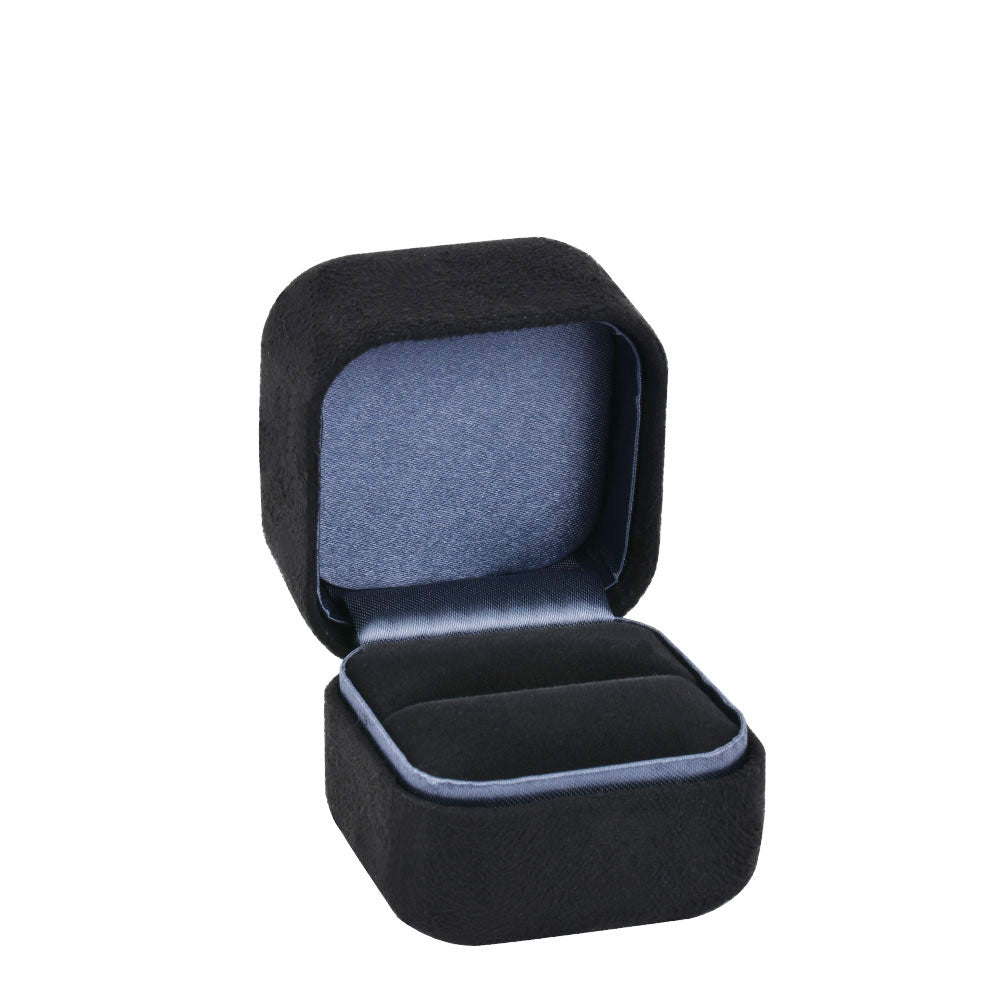 12PCS (V18-R1 BK L) Black Metal Velvet Middle Size Ring Boxes