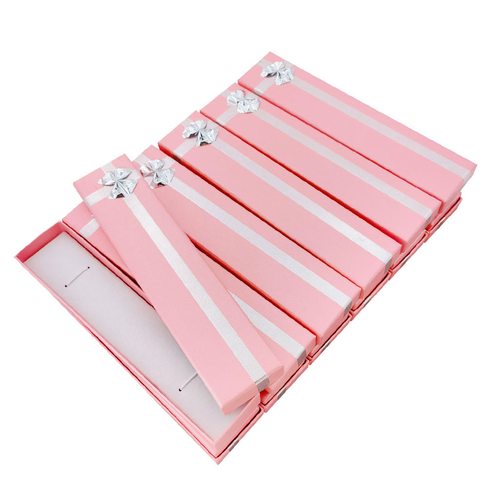 bracelet box - 12-Piece Pink Ribbon Paper Bracelet Gift Boxes B0982-P side view