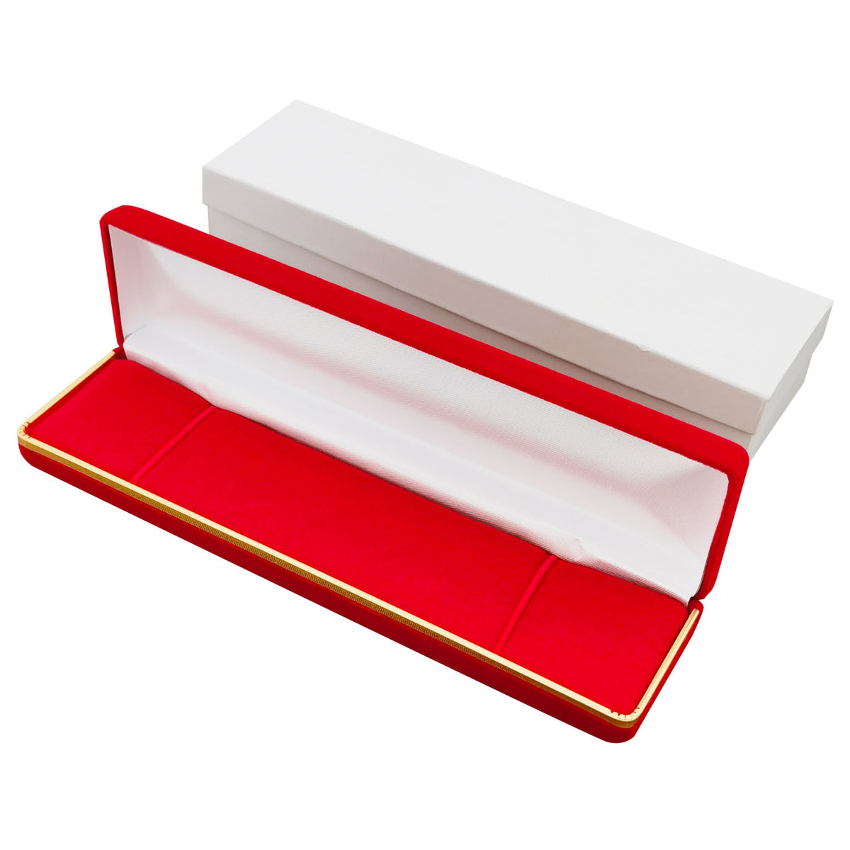 bracelet box - Red Velvet Bracelet Boxes with Gold Trim - 6 Pack SB5-RD side view