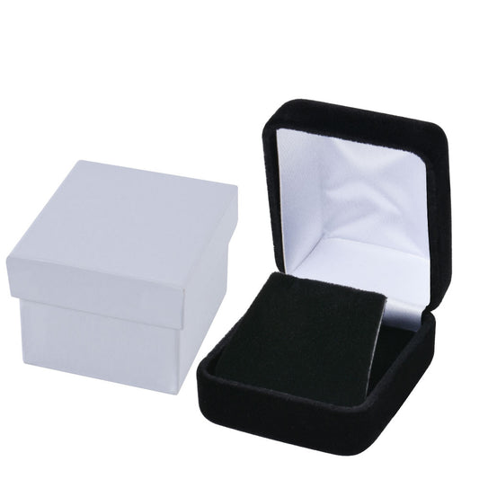 earring box - Black Velvet Earring Boxes - 12 Pack YE3-BK open view