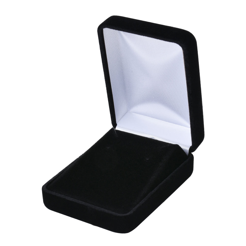 earring box and pendant box - Black Velvet Pendant and Earring Boxes - 12 Pack YE4-BK side view