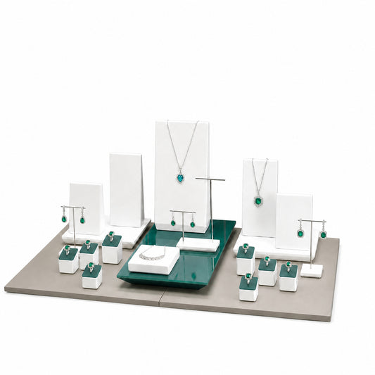 jewelry display - Custom Green Panel Jewelry Display Collection CJD003 open view