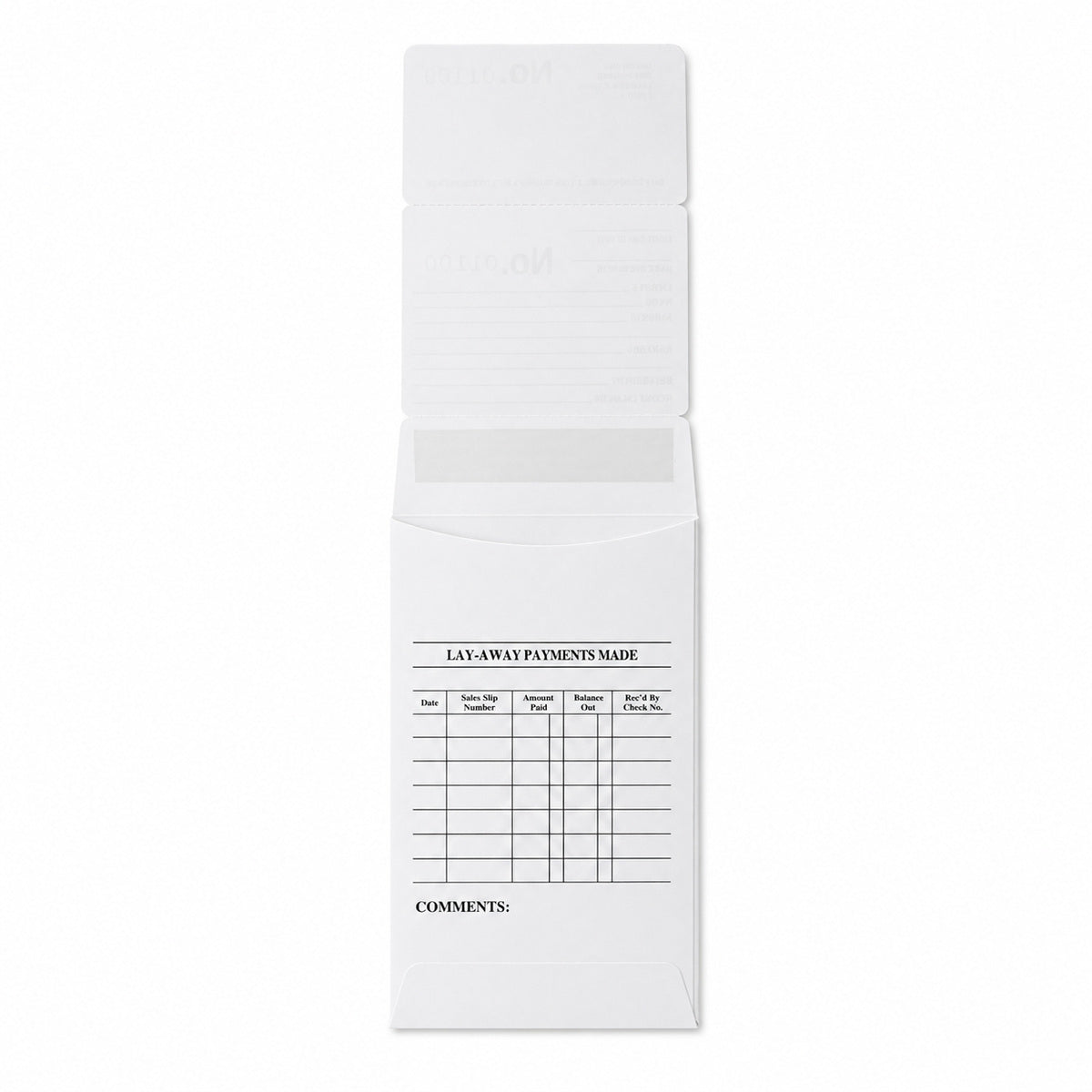 jewelry repair envelope - White Repair & Layaway Envelopes 1,000 Pack EN10W(0001-1000) open view