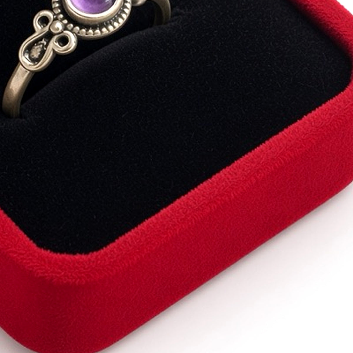 ring box - 20PCS Red Velvet Ring Display Boxes V37R-R side view