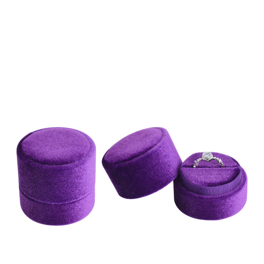 ring box - Purple Round Velvet Ring Box V06-R1 PUR open view