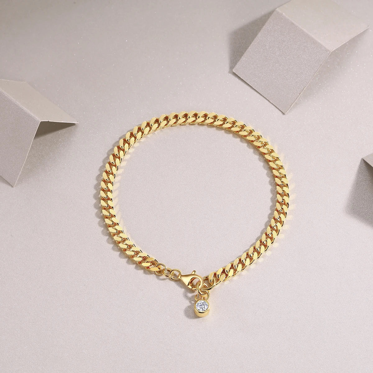 sterling silver jewelry - Silver Gold Bracelet SLM0028B-Gold-19cm detail view