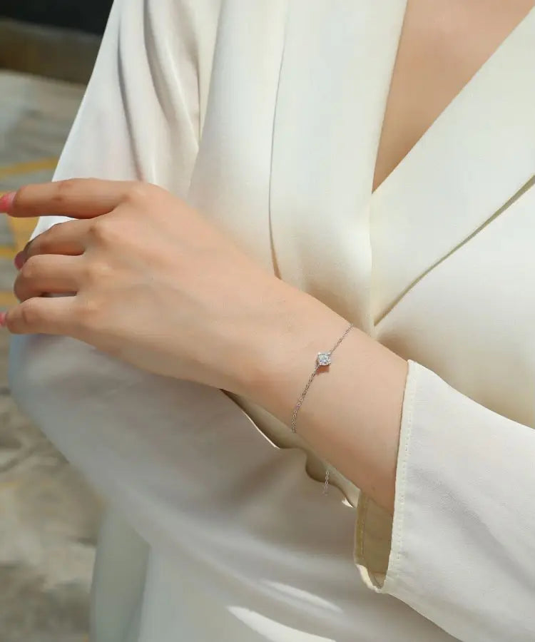 sterling silver jewelry - 100 Silver Bracelet SLM0016B-White-21cm product view 06