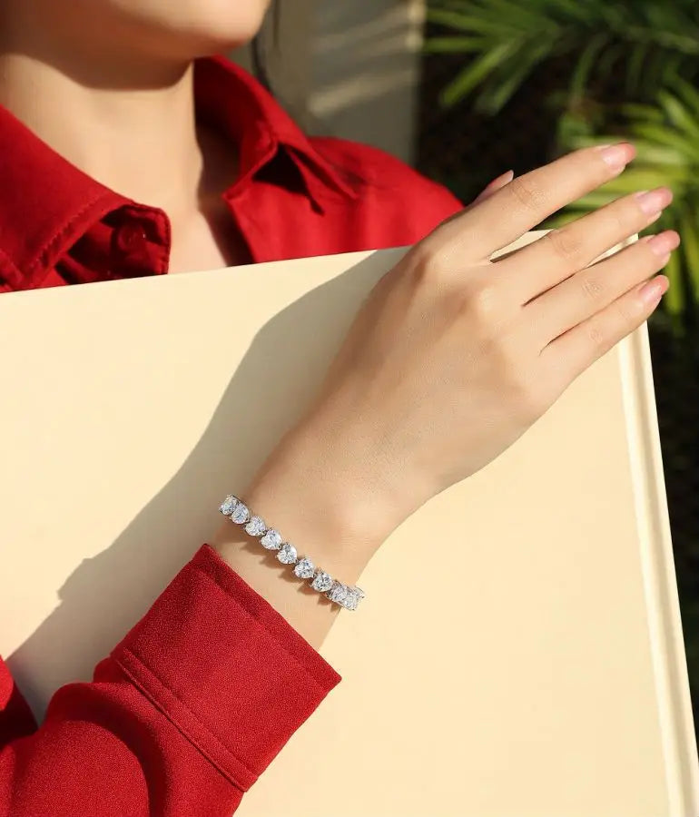 sterling silver jewelry - 925 Gold Silver Bracelet SLM0010B-White product view 06