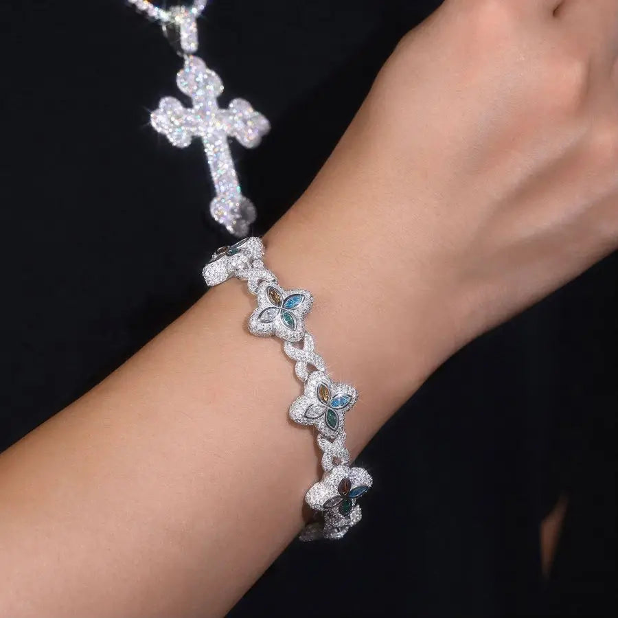 sterling silver jewelry - 925 Silver Bracelet SLM0003B-White detail view