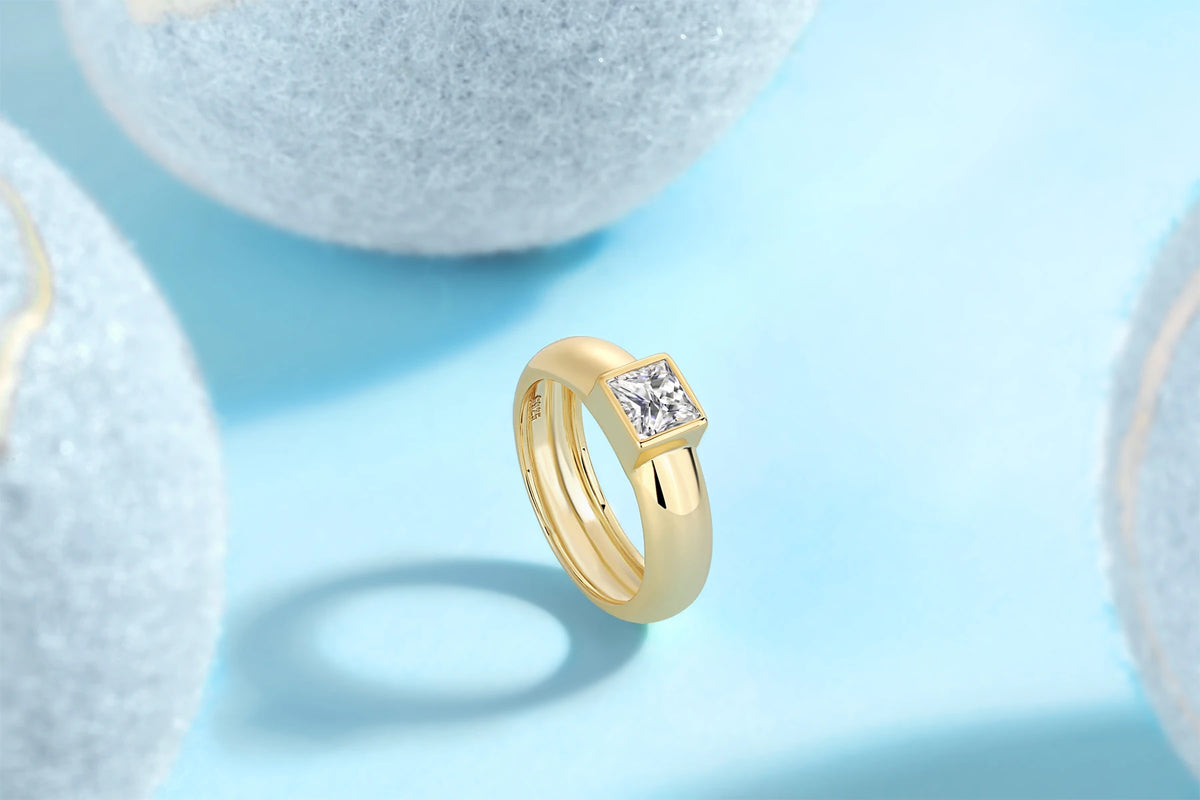 sterling silver jewelry - Gold Silver Ring SLM0125R-Gold-9 product view 06