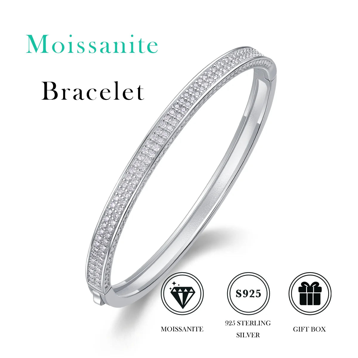 sterling silver jewelry - 925 White Gold Bracelet SLM0039B-White-17cm/6.7in product view 06