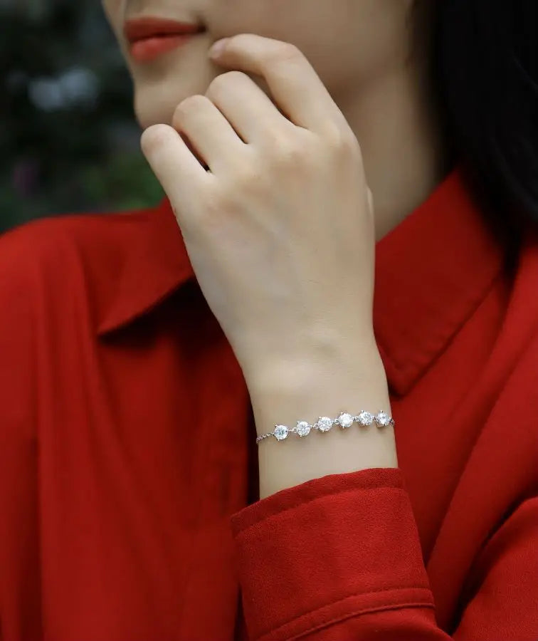 sterling silver jewelry - Silver Bracelet SLM0015B-White-21cm product view 06