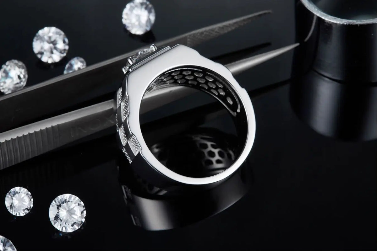 sterling silver jewelry - Silver Ring SLM0088R-White-6 product view 06