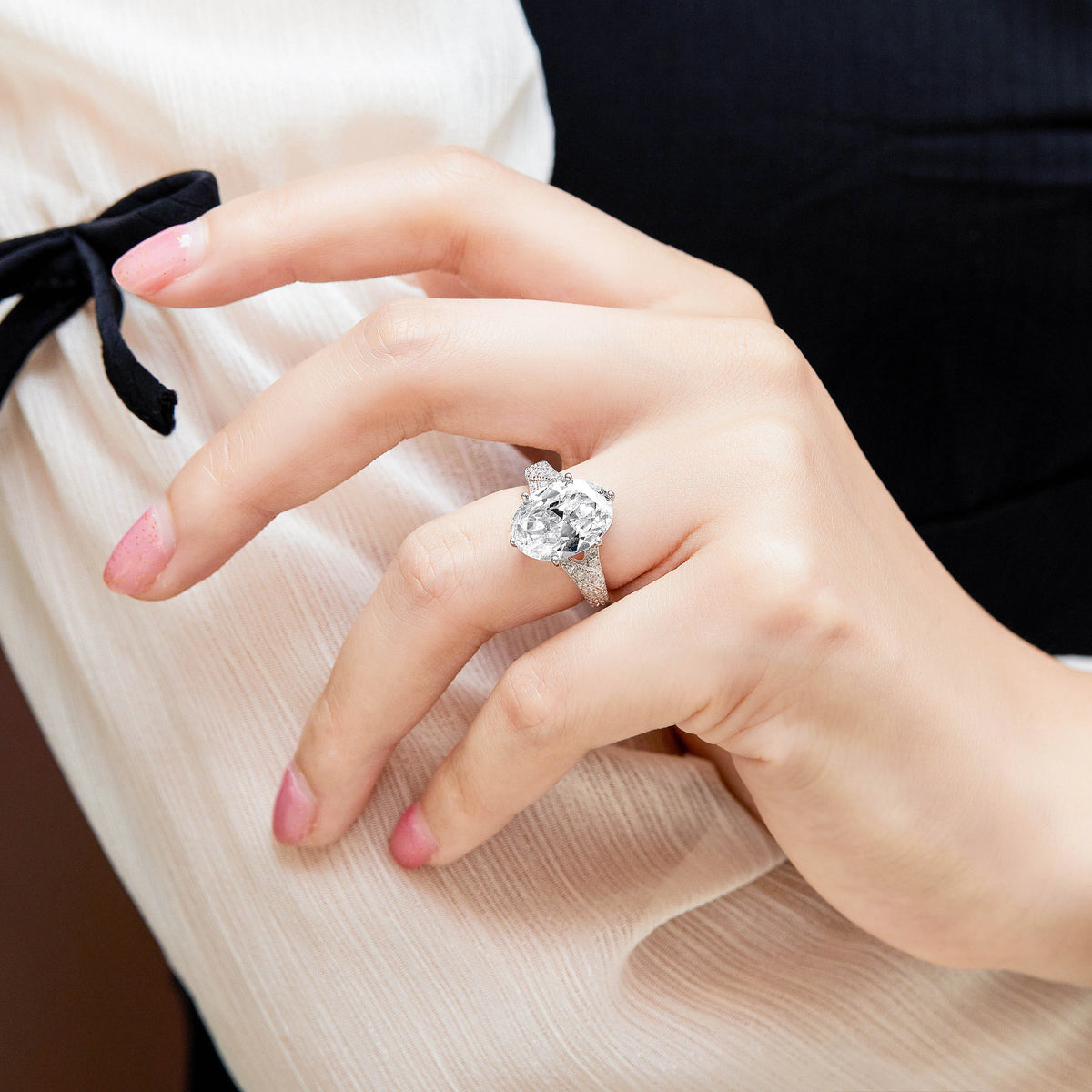 sterling silver jewelry - 10 Silver Rings SLZ0046R-Rhodium-6 detail view