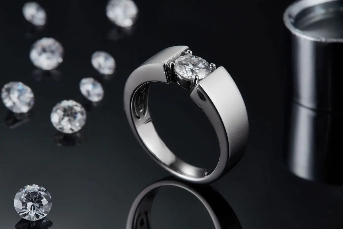 sterling silver jewelry - Gold Silver Ring SLM0086R-White-6 product view 06
