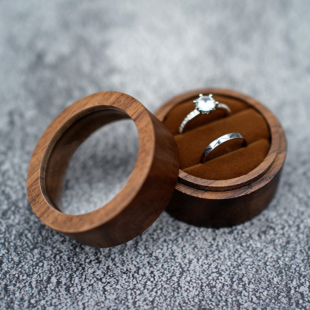 ring box - Wooden Ring Box W06DR2-BR side view