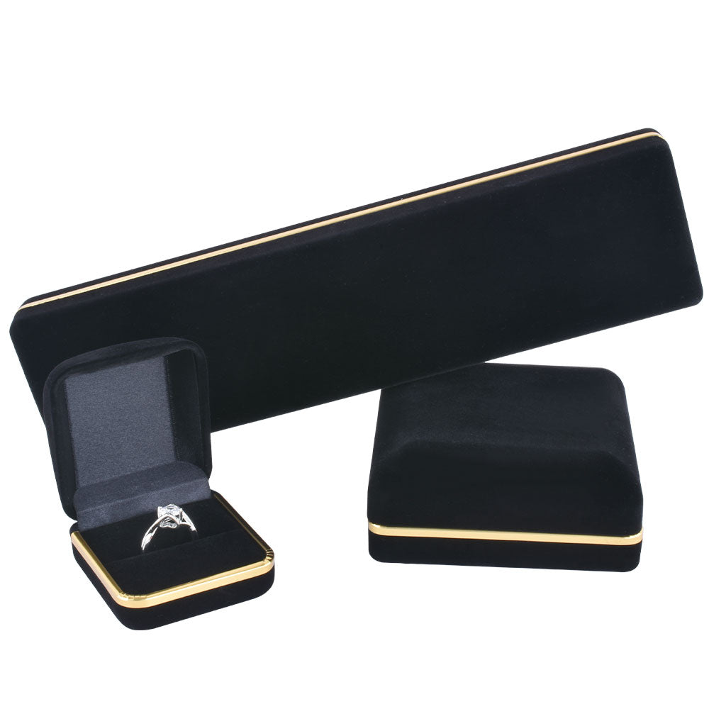 Flocking Jewelry Boxes With Gold Trim