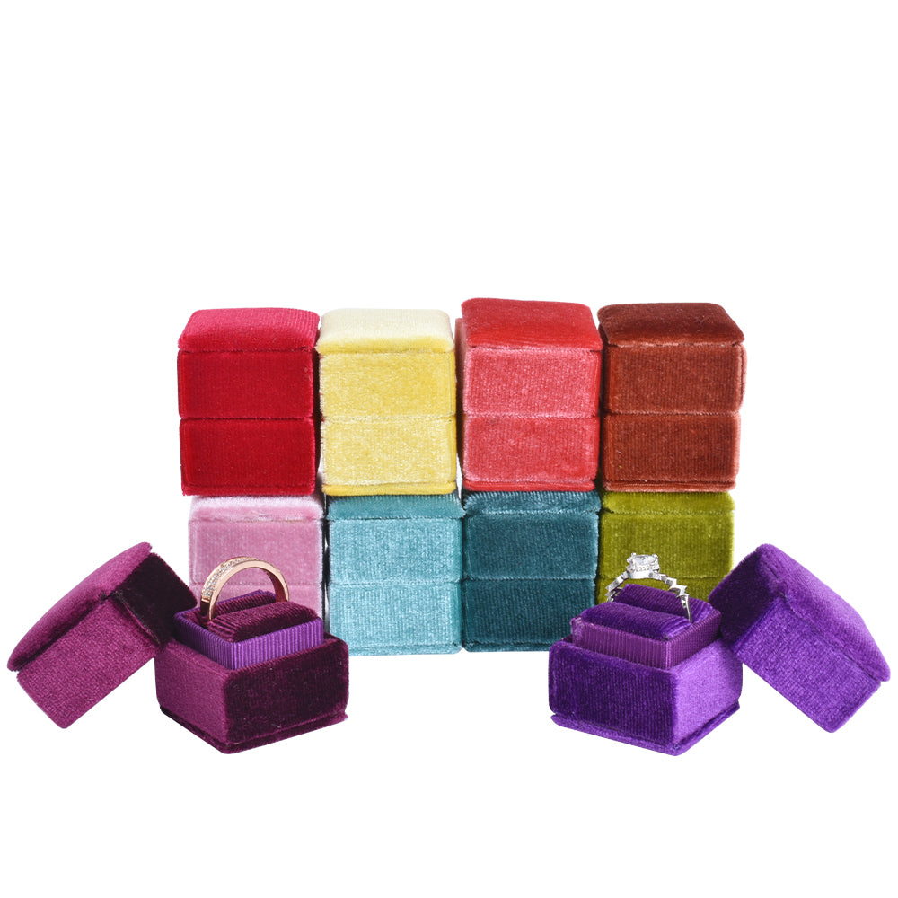 VW03 Series Small Fancy Square Ring Velvet Boxes