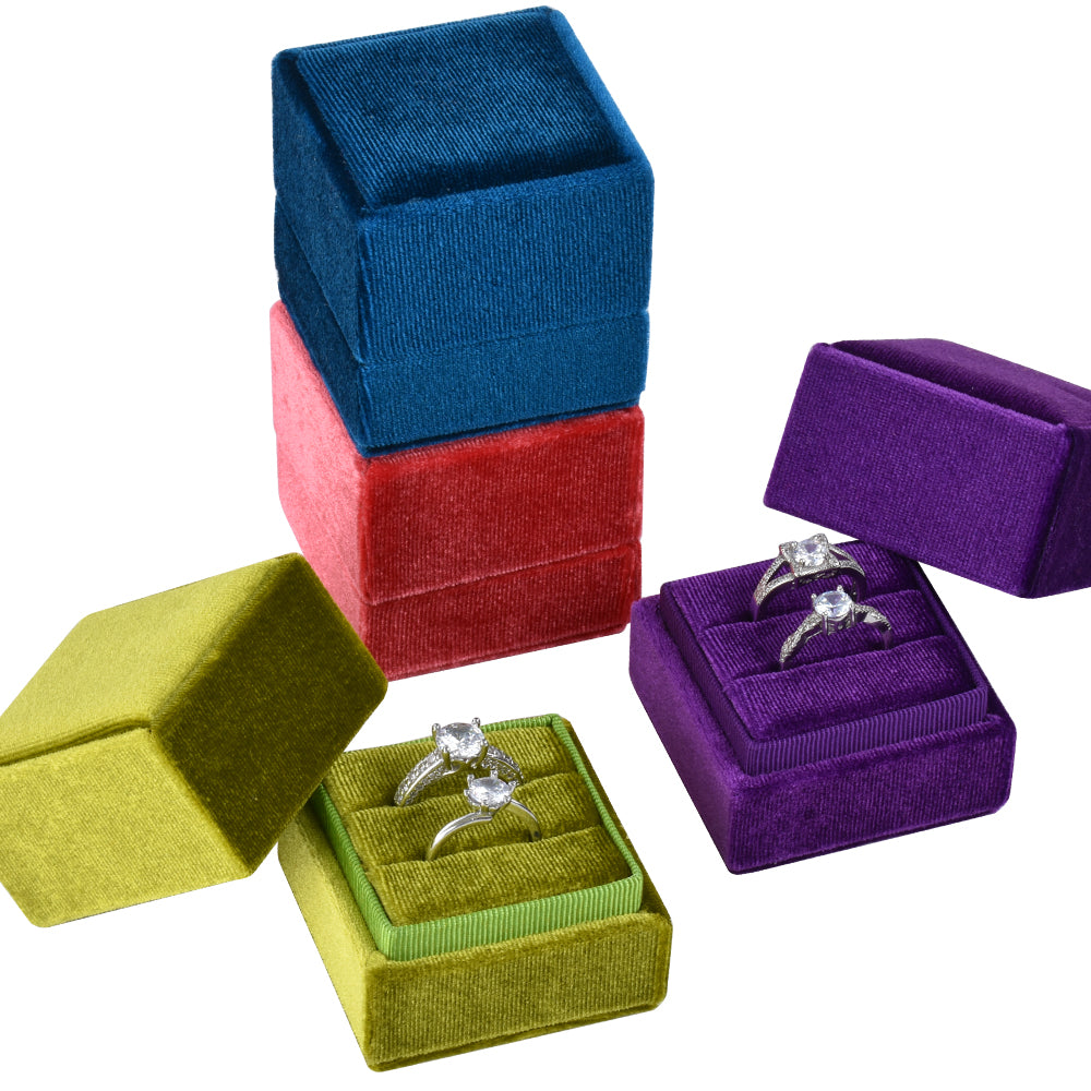 VW07 Series Big Size Fancy Square Ring Velvet Boxes