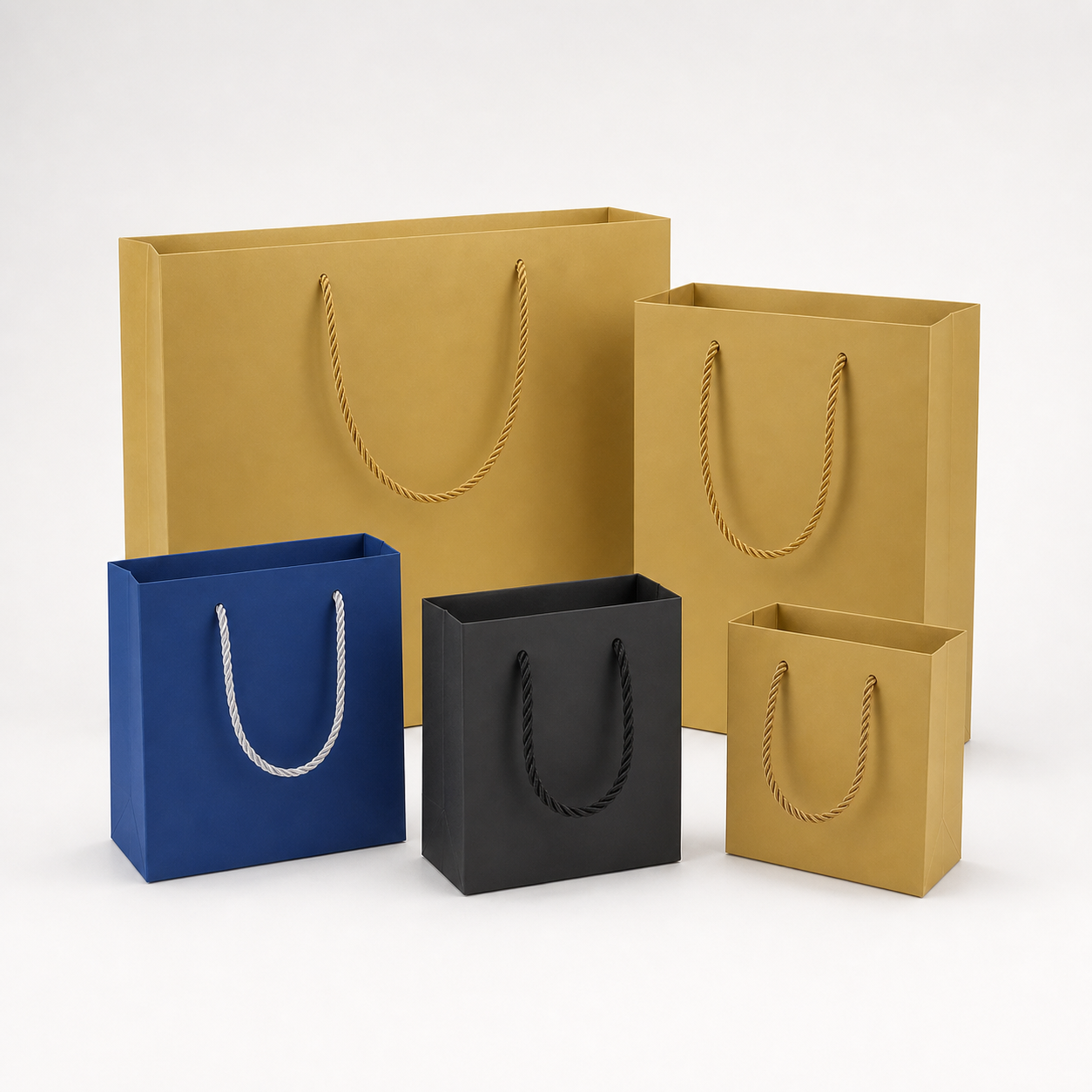 Wholesale paper gift tote bags in assorted sizes and colors for jewelry stores