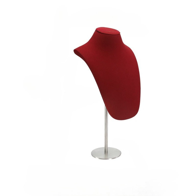 Velvet Necklace Bust Display Stand - Adjustable Mannequin for Jewelry Showcase