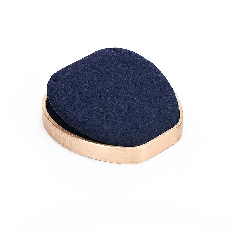 Navy Blue Velvet Jewelry Display Set with Rose Gold Trim - Complete Stand for Rings, Necklaces & Bracelets