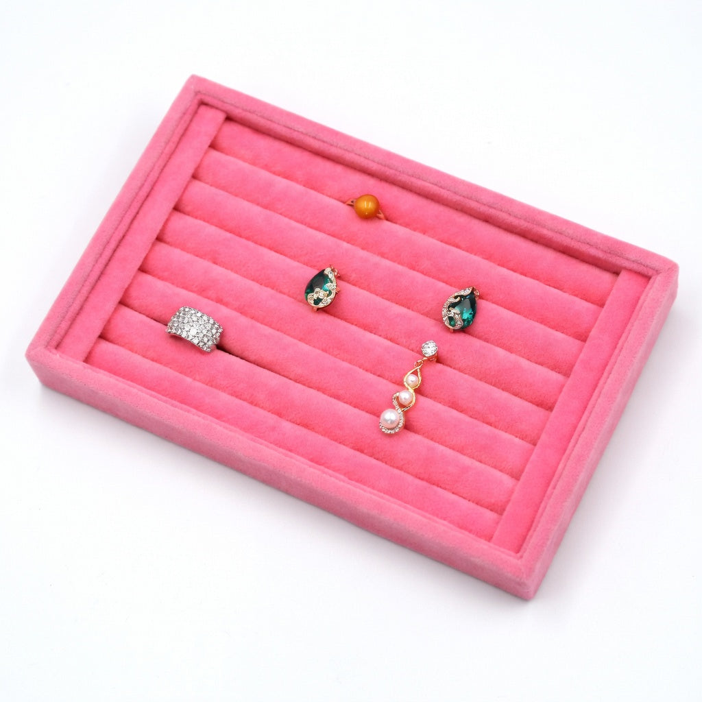Small Velvet Ring Earring Tray - Plush Jewelry Display Holder
