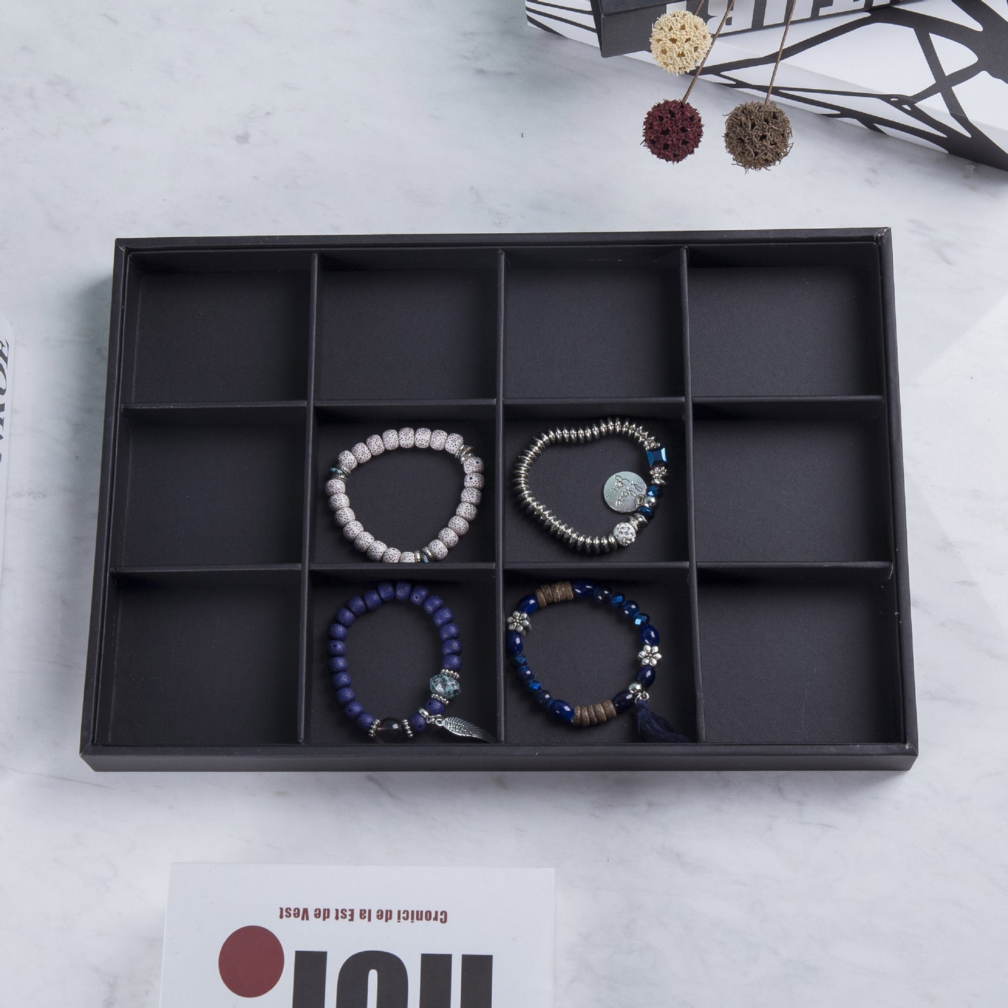 Black PU Leather Jewelry Display Tray