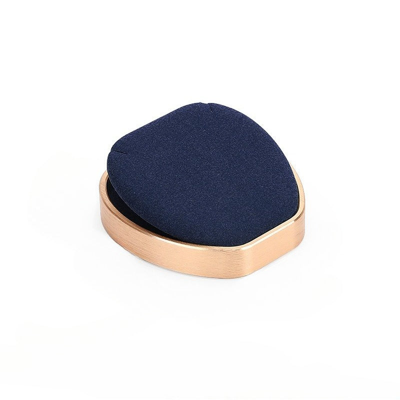 Navy Blue Velvet Jewelry Display Set with Rose Gold Trim - Complete Stand for Rings, Necklaces & Bracelets