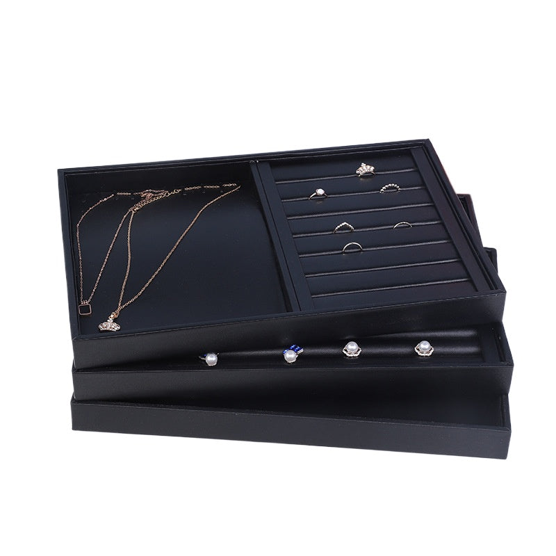 Black PU Leather Jewelry Display Tray